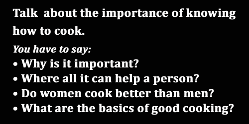IELTS Speaking: part 2, cue card, the importance of knowing how to cook; with model answer