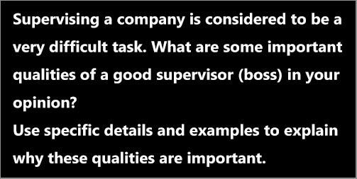 IELTS AC & GT Writing Task 2: opinion essay on qualities of a supervisor/boss; with discussion, notes, model answer and vocabulary practice