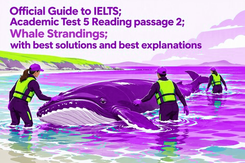 Official Guide to IELTS; Academic Test 5 Reading passage 2; Whale Strandings; with best solutions and best explanations