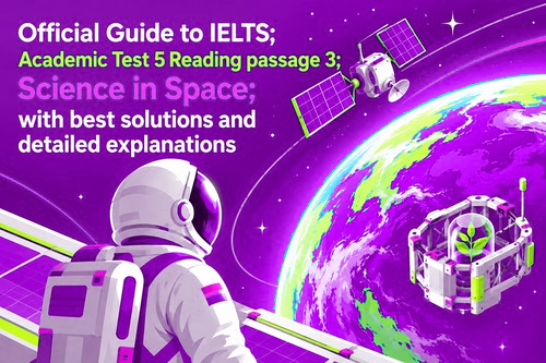 Official Guide to IELTS; Academic Test 5 Reading passage 3; Science in Space; with best solutions and detailed explanations