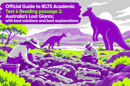 Official Guide to IELTS Academic Test 6 Reading passage 2; Australia’s Lost Giants; with best solutions and best explanations