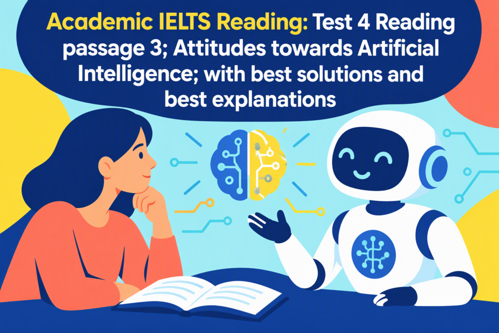 Academic IELTS Reading: Test 4 Reading passage 3; Attitudes towards Artificial Intelligence; with best solutions and best explanations