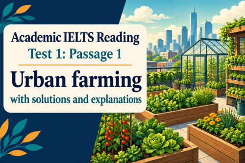 Academic IELTS Reading: Test 1 Reading passage 1; Urban farming; with best solutions and detailed explanations