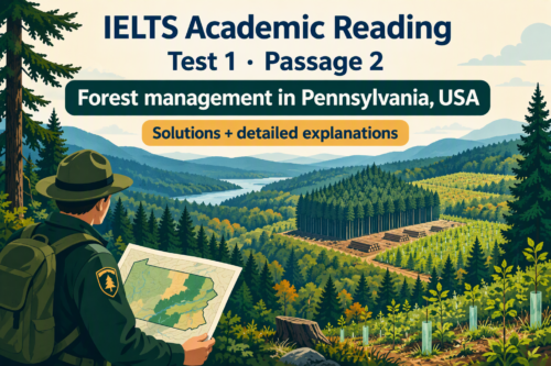 IELTS Academic Reading: Test 1 Reading passage 2; Forest management in Pennsylvania, USA; with best solutions and best explanations