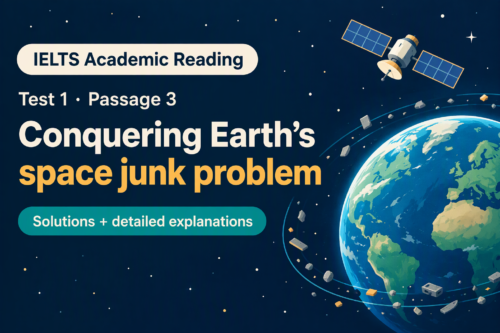 IELTS Academic Reading: Test 1 Reading passage 3; Conquering Earth’s space junk problem; with solutions and detailed explanations